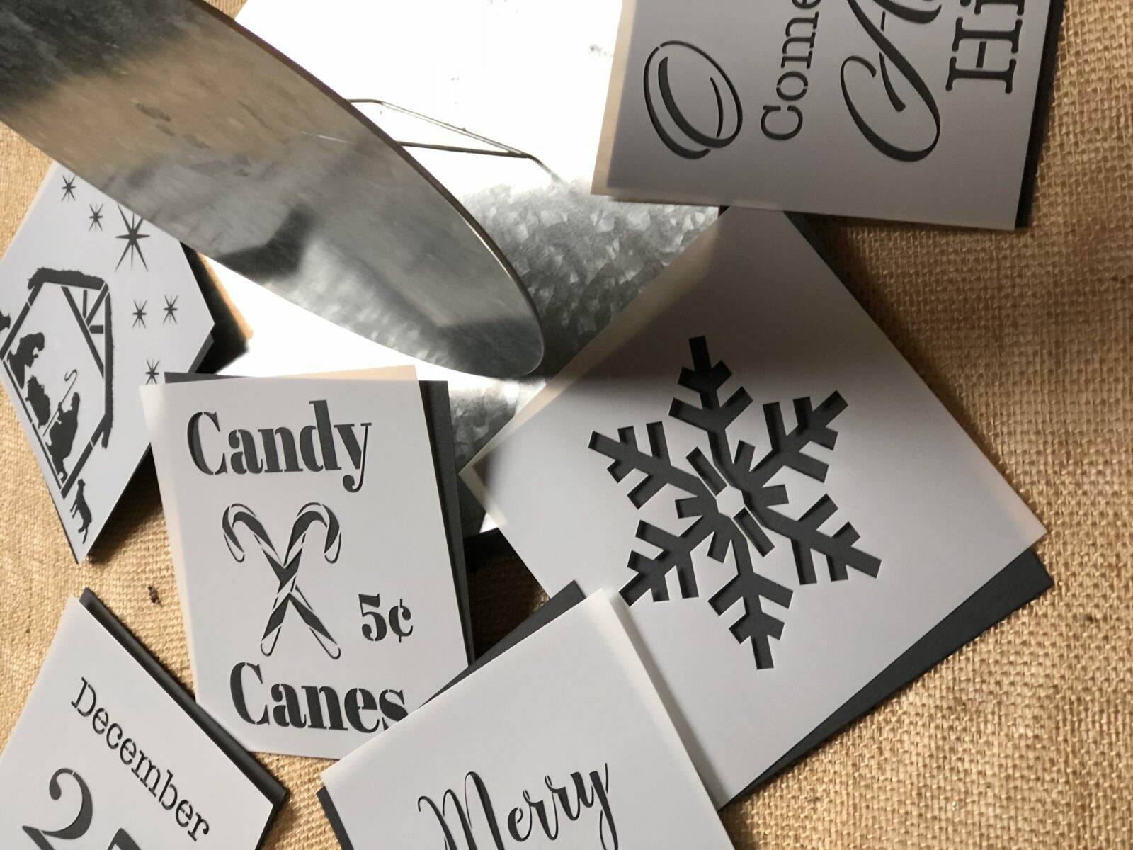 Essential Stencils, A Maker's Studio, Create With Cynthia, Cynthia Nessel, Holiday Signs, DIY Holiday Signs