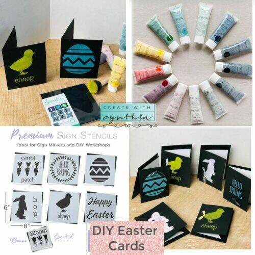 create with cynthia, cynthia nessel, easter cards, diy easter cards, handmade easter cards, essential stencils, a makers studio, enjoy the bragging rights, northern california, redwood city