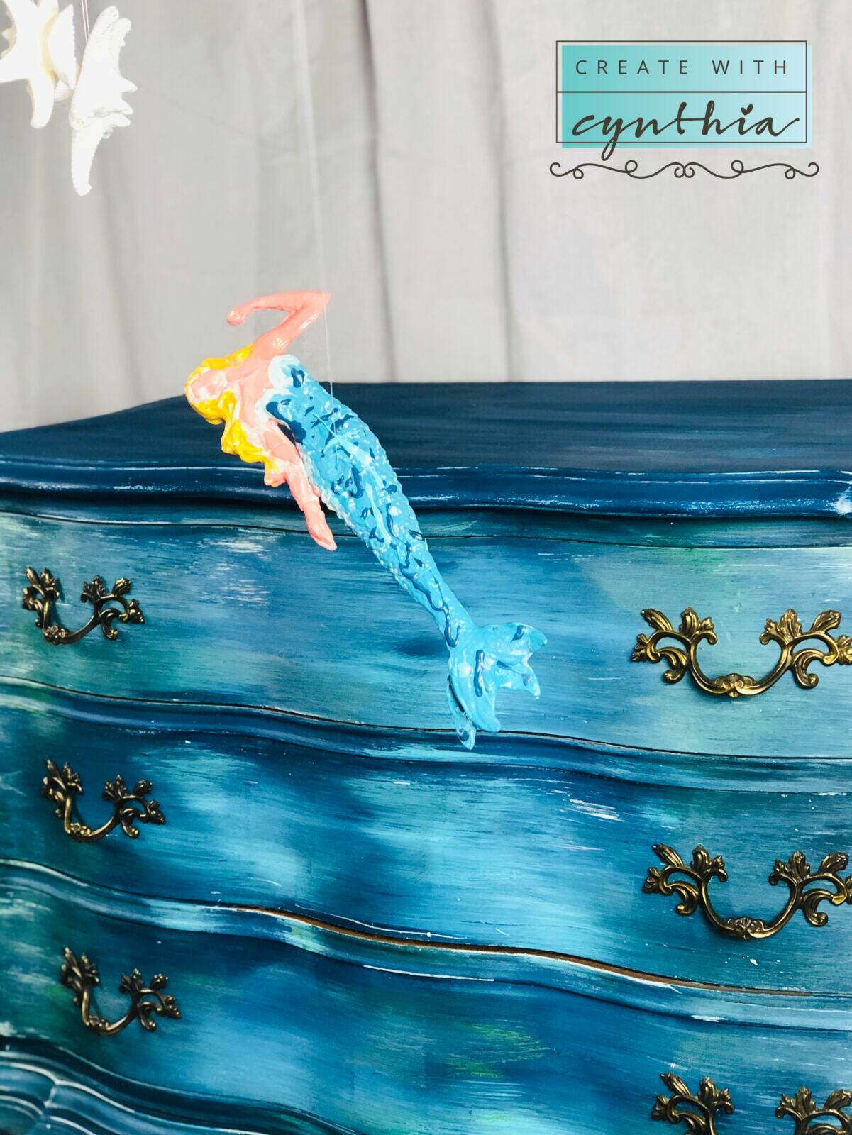 create with cynthia, cynthia nessel, redwood city, norcal, mermaid mobile diy, mermaid diy, iron orchid design, diy paint