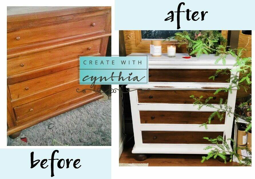 Before and after of furniture makeover