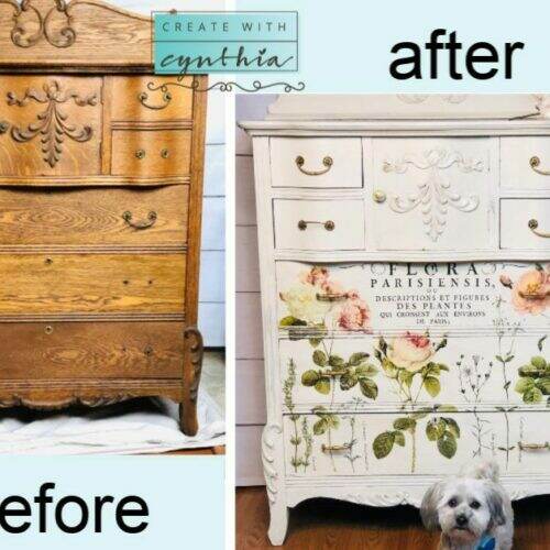 create with cynthia, cynthia nessel, redwood city, painted furniture, home decor, painted wood dresser, iron orchid design, painted floral dresser, painted dresser