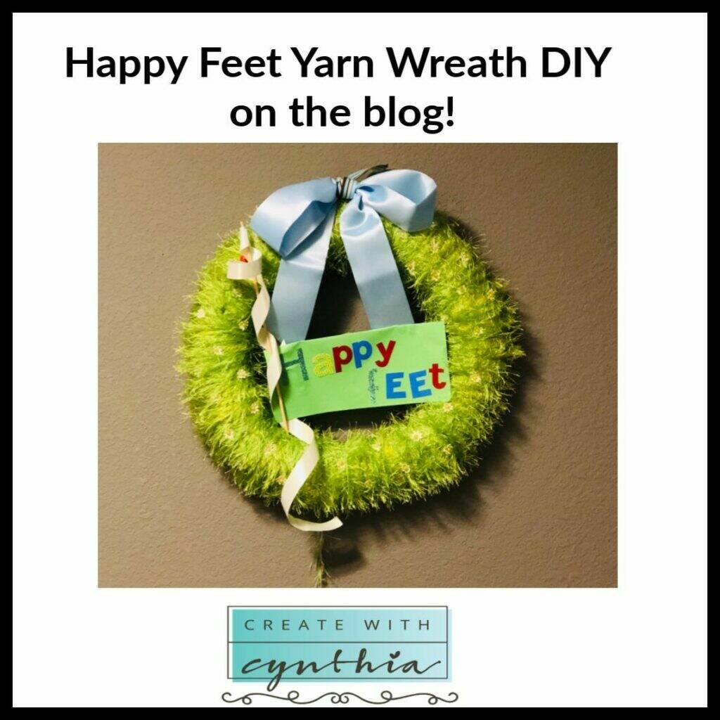 Happy Feet Yarn Wreath DIY on weekly round up.