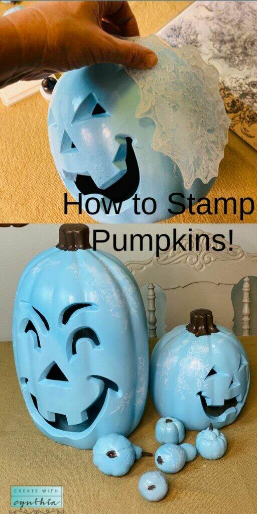 create with cynthia, cynthia nessel, rustoleum, rust-oleum, diy home decor, fall decor ideas, fall decor, pumpkins, diy paint, clay paint, iron orchid designs, blue pumpkins, painted pumpkins