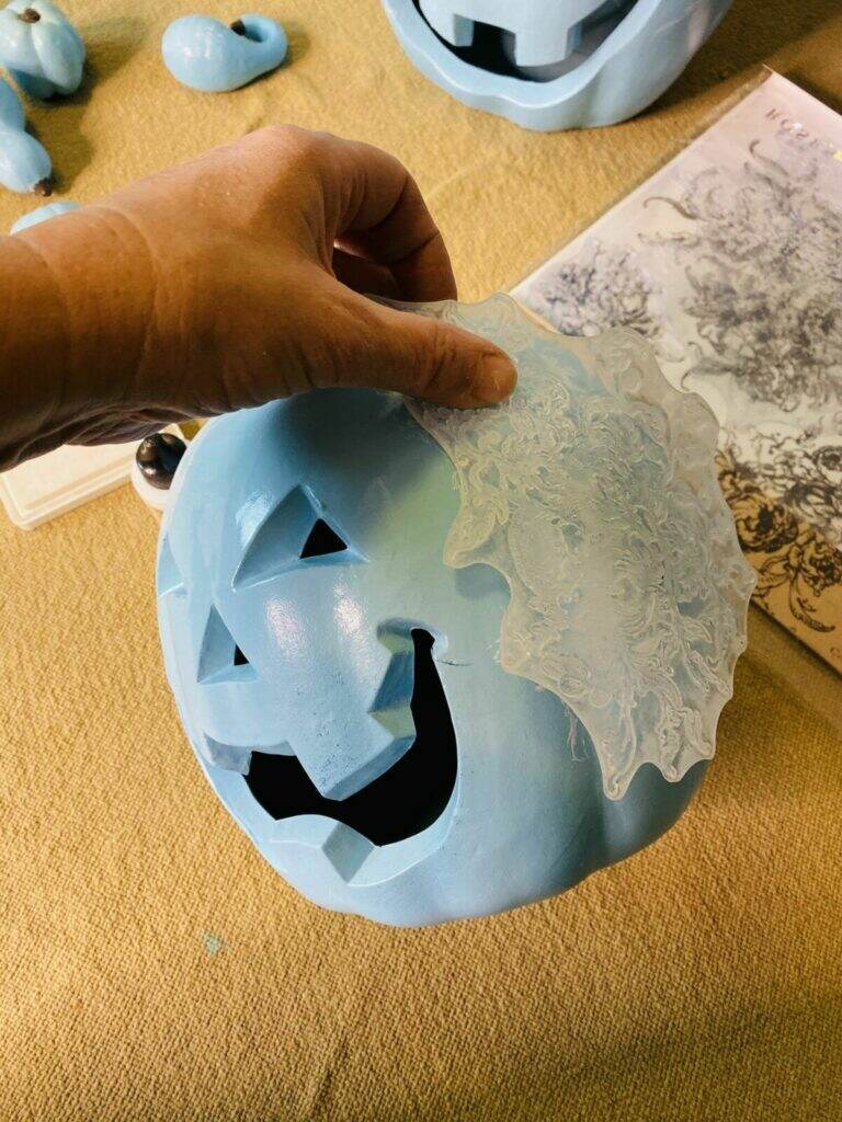 create with cynthia, cynthia nessel, rustoleum, rust-oleum, diy home decor, fall decor ideas, fall decor, pumpkins, diy paint, clay paint, iron orchid designs, blue pumpkins, painted pumpkins