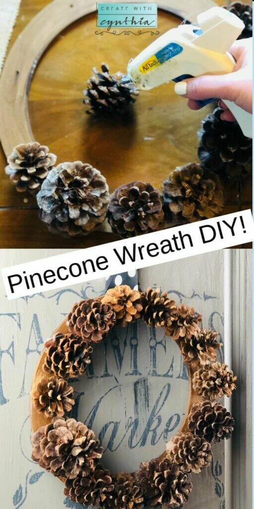 Pinecone Wreath DIY on the Weekly Round Up.