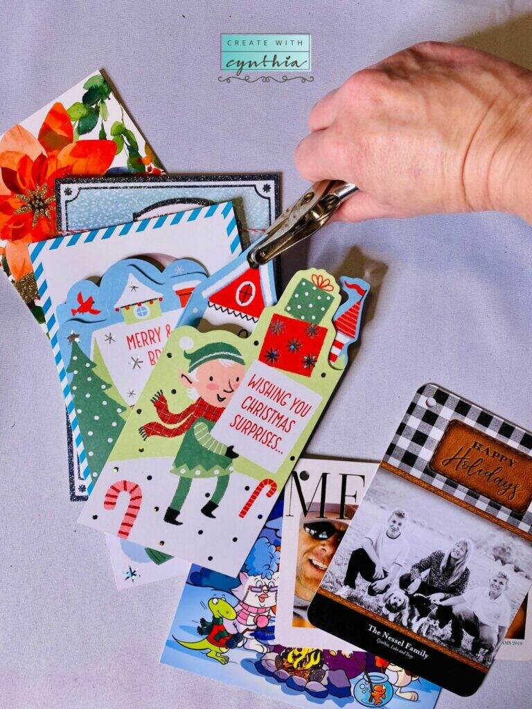 Create With cynthia, cynthia nessel, repurposing christmas cards, repurposing holiday cards, christmas cards, holiday cards, reusing christmas cards, reusing holiday cards, recycling christmas cards, recycling holiday cards, christmas card crafts, holiday card crafts