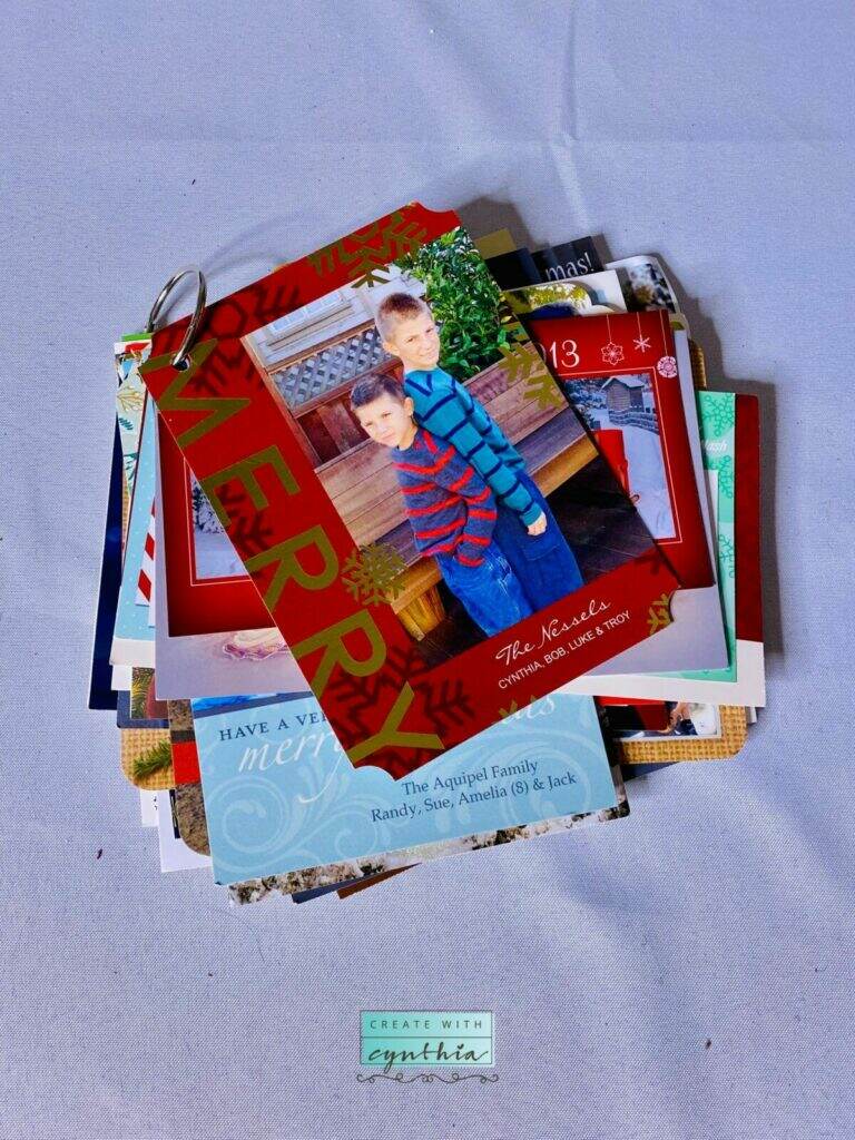 Create With cynthia, cynthia nessel, repurposing christmas cards, repurposing holiday cards, christmas cards, holiday cards, reusing christmas cards, reusing holiday cards, recycling christmas cards, recycling holiday cards, christmas card crafts, holiday card crafts