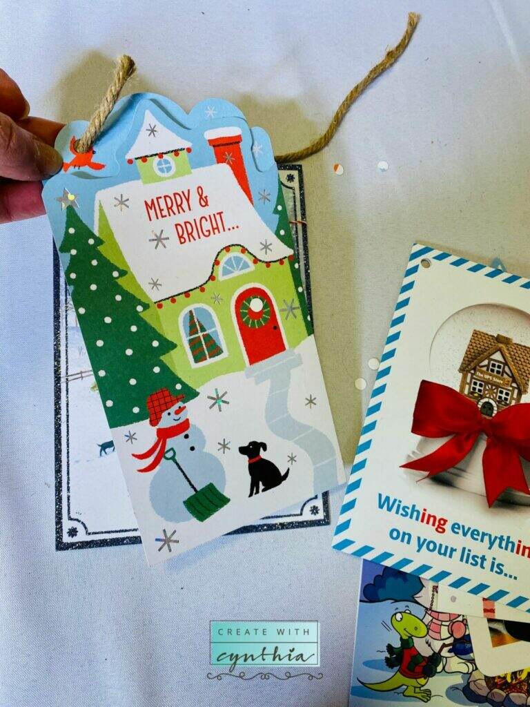 Create With cynthia, cynthia nessel, repurposing christmas cards, repurposing holiday cards, christmas cards, holiday cards, reusing christmas cards, reusing holiday cards, recycling christmas cards, recycling holiday cards, christmas card crafts, holiday card crafts