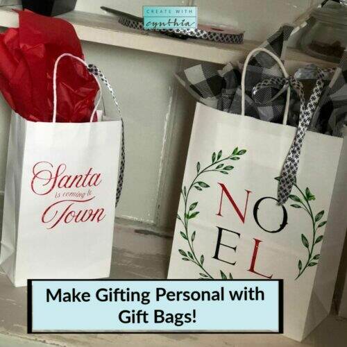 create with cynthia, cynthia nessel, holiday gift bag, christmas gift bag, diy gift bag, a mako's studio, gel art ink, adhesive mesh stencil, craft a beautiful life, enjoy the bragging rights