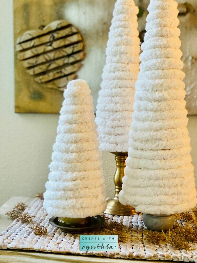 create with cynthia, cynthia nessel, christmas decor, christmas tree decor, christmas tree, christmas trees, diy home decor, christmas, christmas crafts, yarn christmas tree, yarn crafts, yarn trees