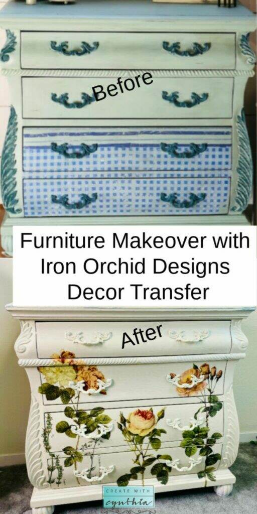 diy home decor, vintage furniture makeover, create with cynthia, cynthia nessel, debi’s design diary diy paint, clay paint, diy paint, iron orchid designs, iron orchid design, decor transfer, iron orchid design decor transfer, dresser makeover, painted furniture, upcycled furniture, repurposed furniture, one of a kind furniture