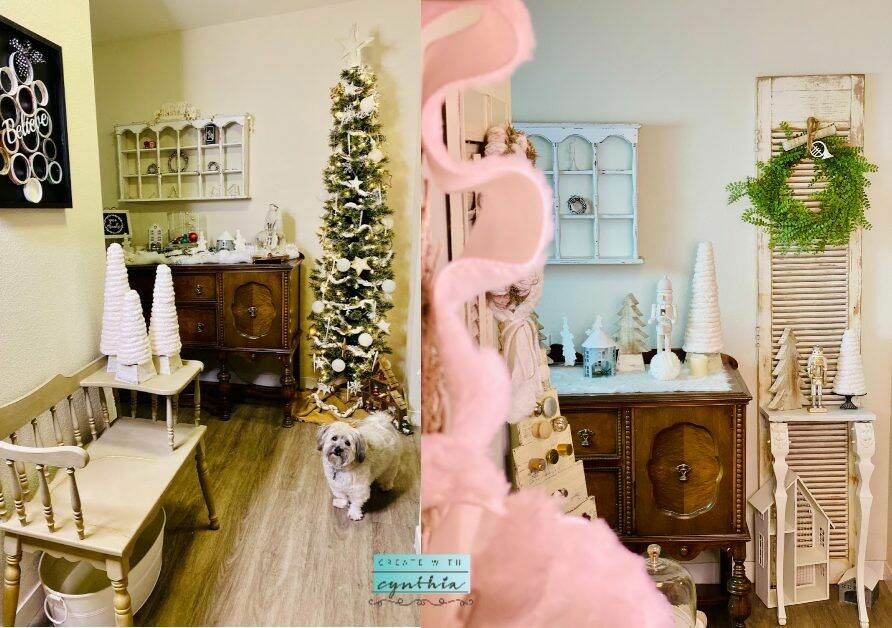 transition from christmas to winter, christmas, winter decor, diy home decor, vintage furniture makeover, create with cynthia, cynthia nessel