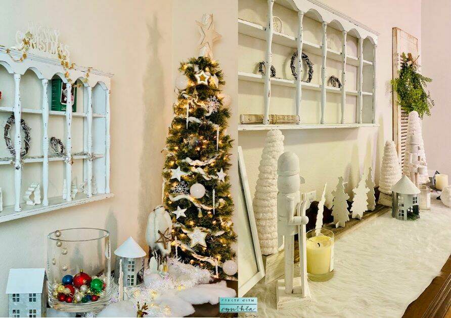 transition from christmas to winter, christmas, winter decor, diy home decor, vintage furniture makeover, create with cynthia, cynthia nessel