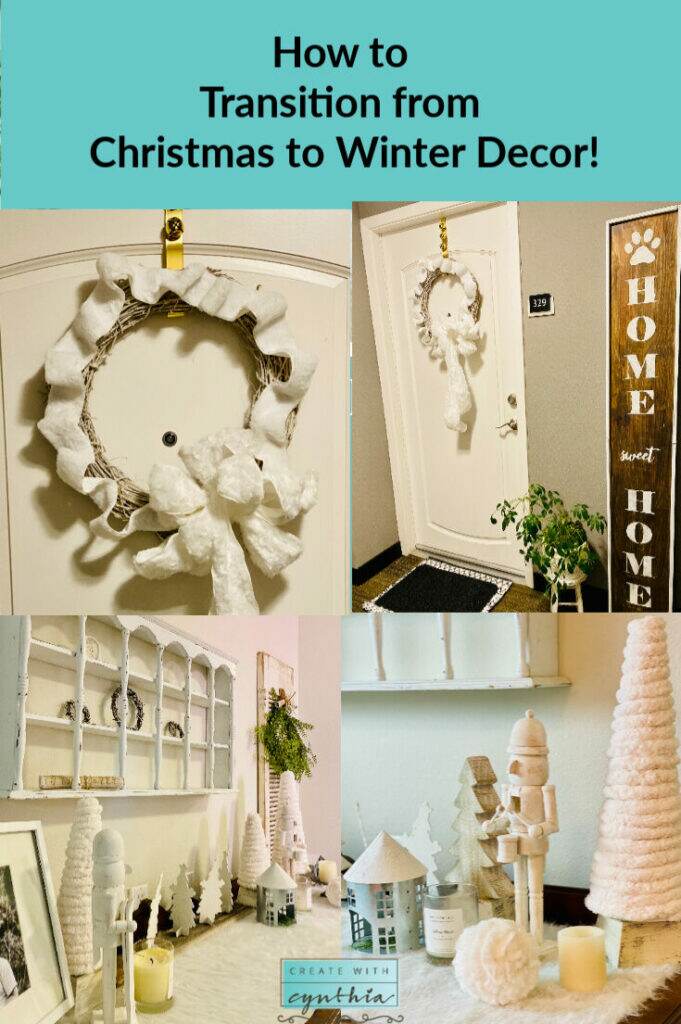 transition from christmas to winter, christmas, winter decor, diy home decor, vintage furniture makeover, create with cynthia, cynthia nessel