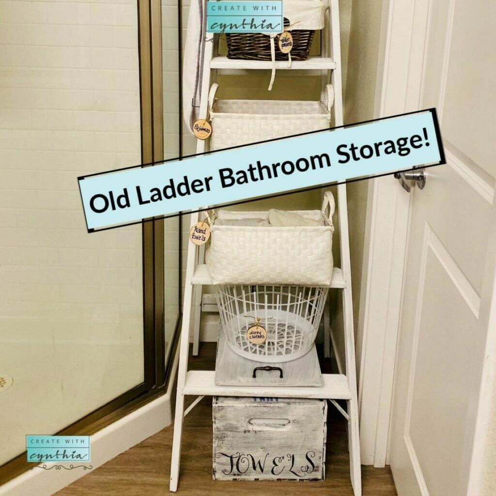 Old Ladder Bathroom Storage on Weekly Round Up.