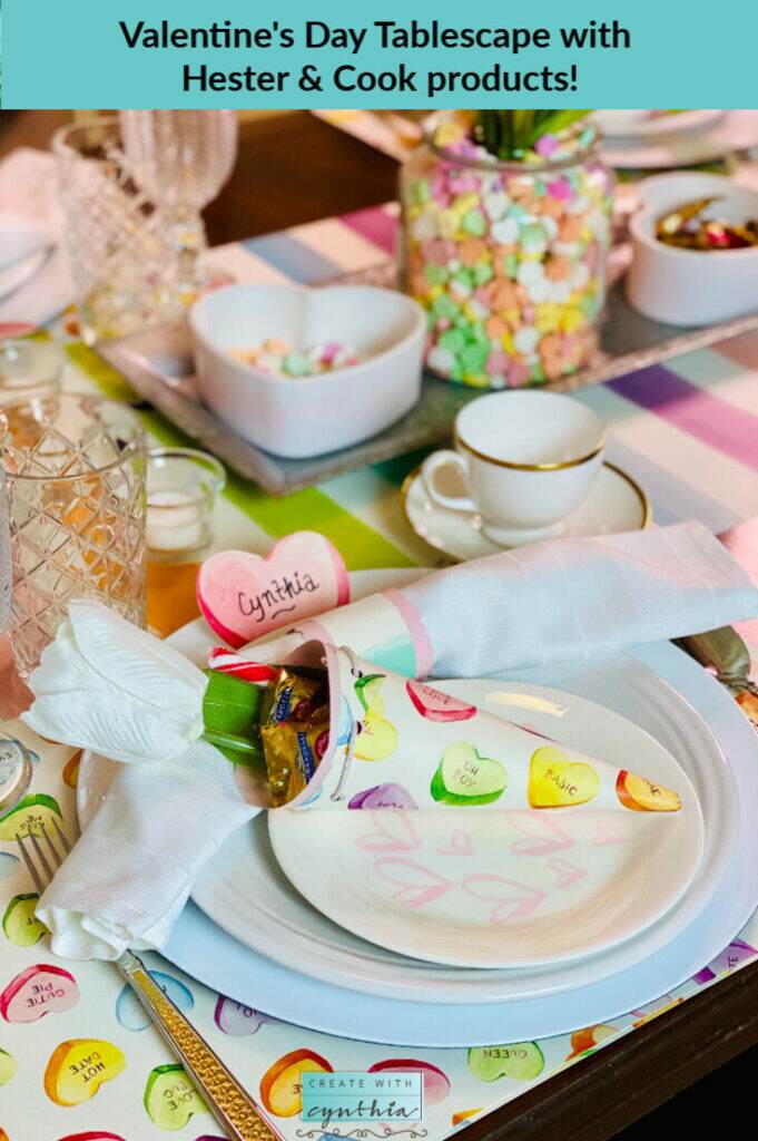 Valentine's Day Tablescape with Hester & Cook products on Weekly Round Up.