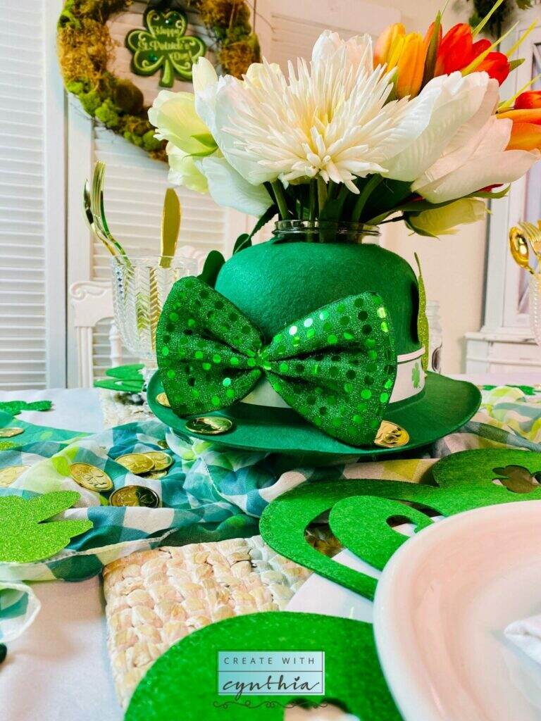 Dollarstore, dollarstorestpatricksday, stpatricksday, tablesetting, tabledecor, createwithcynthia, cynthianessel, diyhomedecor, homedecor, vintagefurnituremakeover