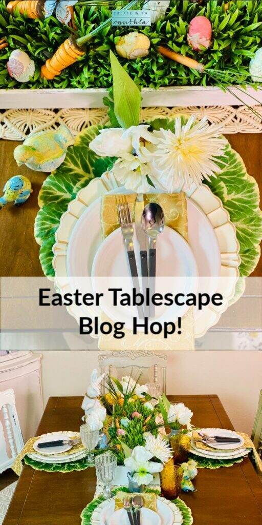 Easter tablescape blog hop on the Weekly Round Up.