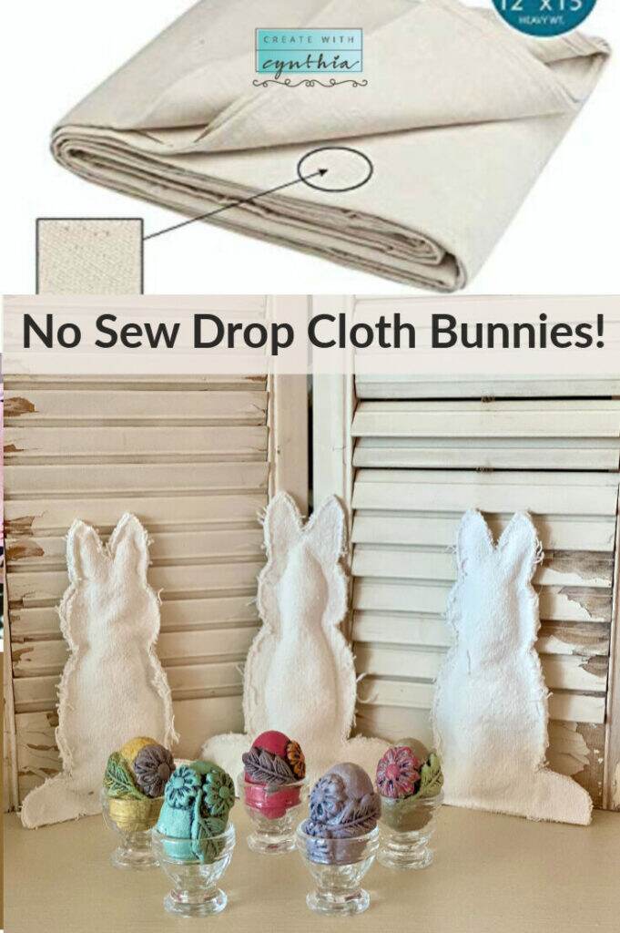 No sew drop cloth bunnies on the Weekly Round Up.