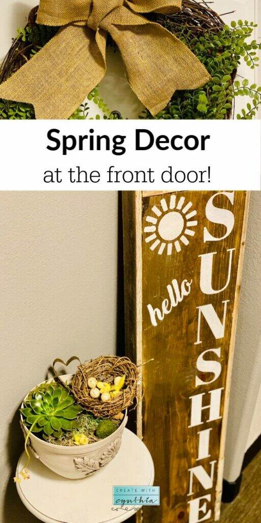 Spring front door, spring porch, create with cynthia, cynthia nessel, spring wreath, essential stencils, iron orchid designs, diy paint, debi's design diary diy paint, debi's design diary, clay paint, spring crafts