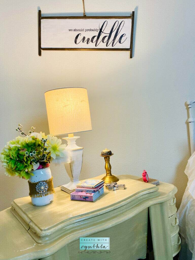 Cuddle Sign in the Master Bedroom.