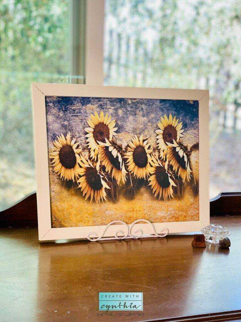 Sunflower print in my home.