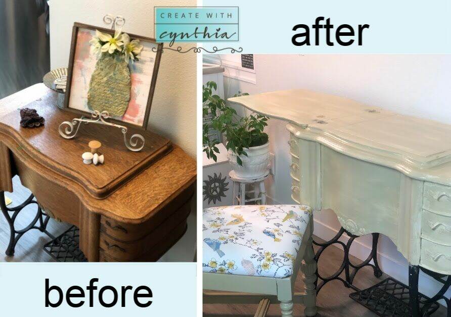 Before and after of Sewing Cabinet.