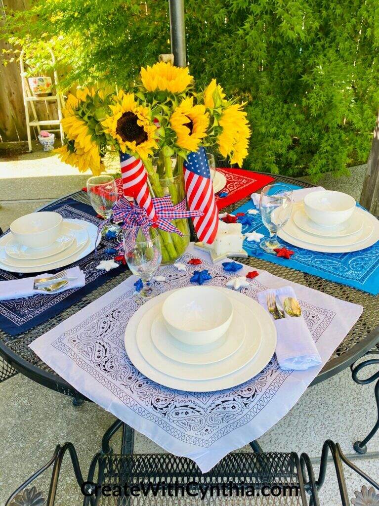 Celebrating Red, White and Blue Tablesetting