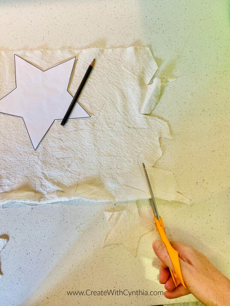 Cutting the Drop Cloth Stars