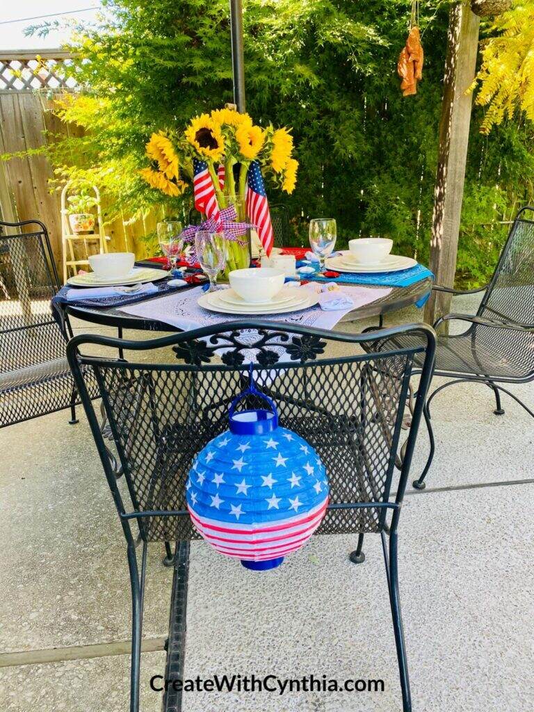 Red, white and blue tablescape.