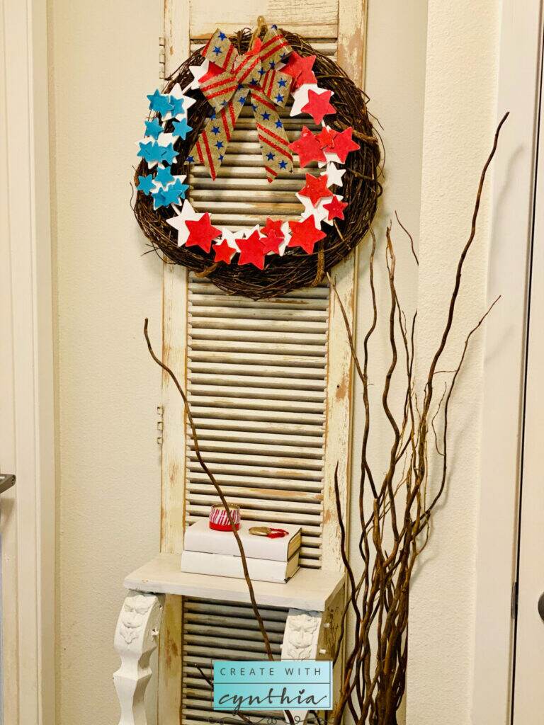 Star Wreath with wicker wreath.