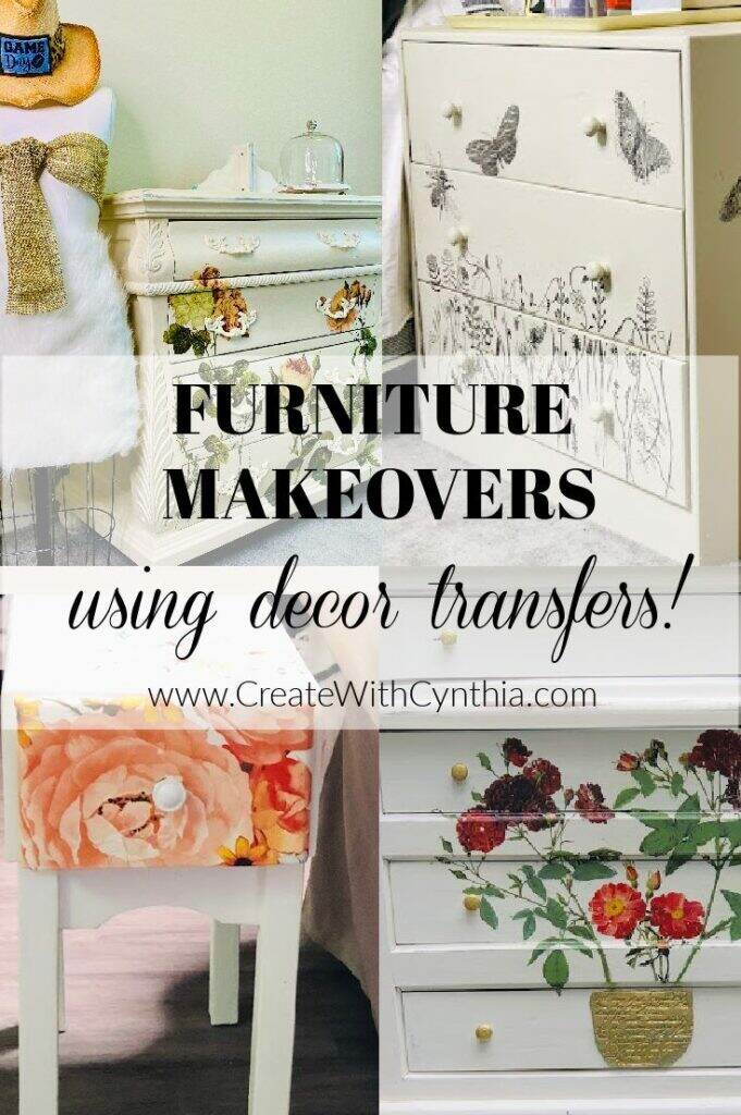 Furniture Makeovers using Decor Transfers on Create With Cynthia