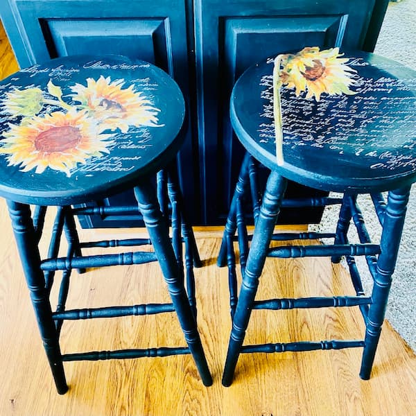 Barstools using Iron Orchid Designs Decor Transfer